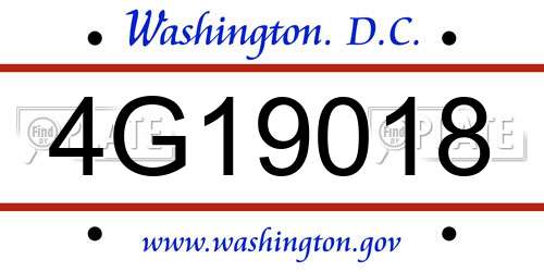 4G19018 District Of Columbia License Plate