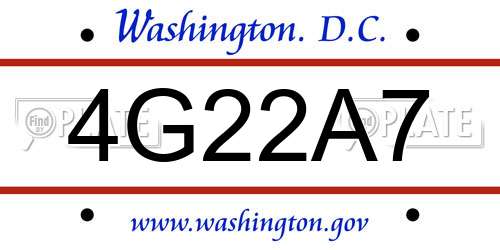 4G22A7 District Of Columbia License Plate