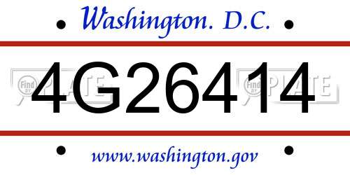 4G26414 District Of Columbia License Plate