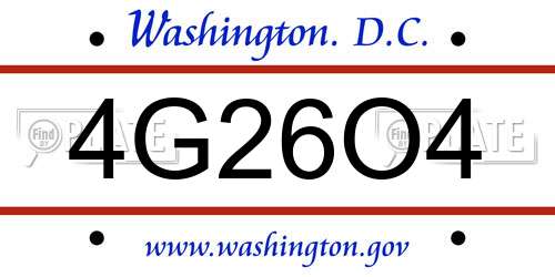 4G26O4 District Of Columbia License Plate