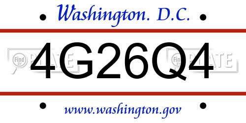 4G26Q4 District Of Columbia License Plate