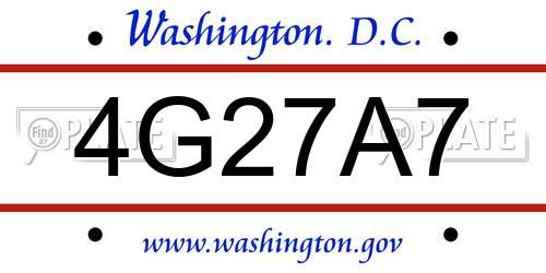 4G27A7 District Of Columbia License Plate