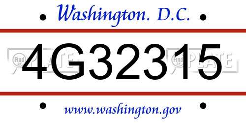 4G32315 District Of Columbia License Plate