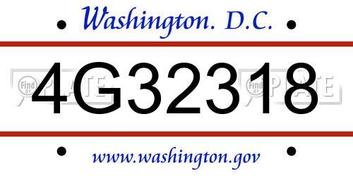 4G32318 District Of Columbia License Plate
