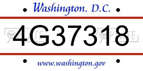 4G37318 District Of Columbia License Plate