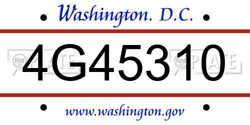 4G45310 District Of Columbia License Plate