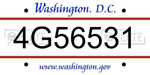 4G56531 District Of Columbia License Plate
