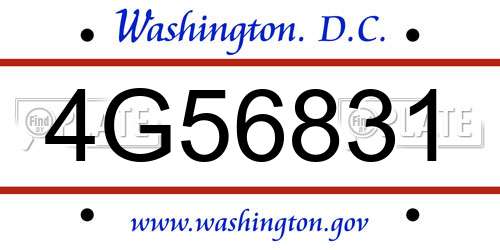 4G56831 District Of Columbia License Plate