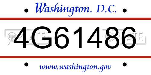 4G61486 District Of Columbia License Plate