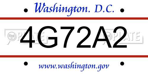 4G72A2 District Of Columbia License Plate