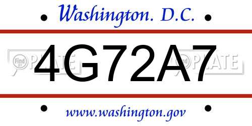 4G72A7 District Of Columbia License Plate