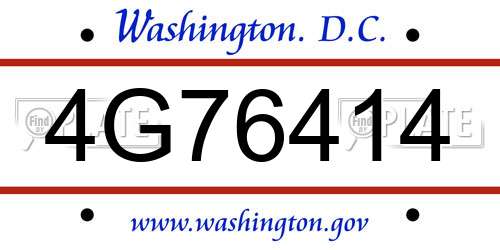4G76414 District Of Columbia License Plate