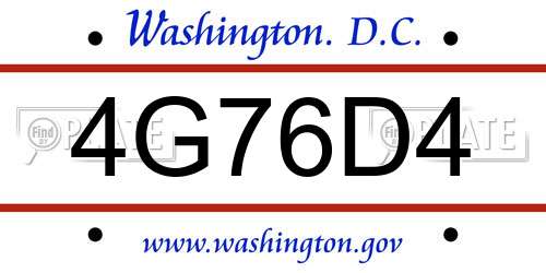 4G76D4 District Of Columbia License Plate