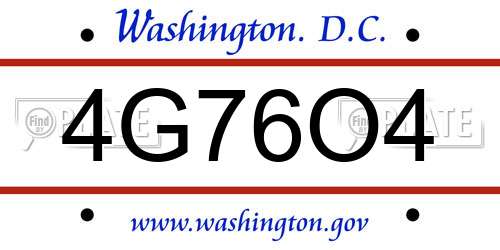 4G76O4 District Of Columbia License Plate