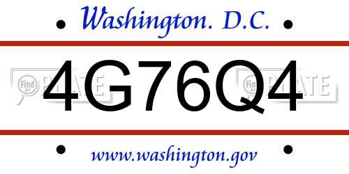 4G76Q4 District Of Columbia License Plate
