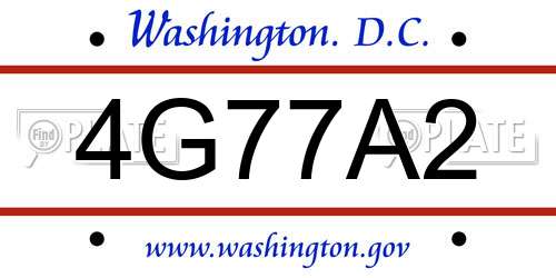4G77A2 District Of Columbia License Plate