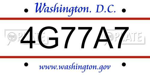4G77A7 District Of Columbia License Plate