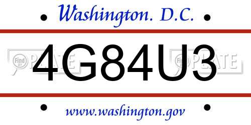 4G84U3 District Of Columbia License Plate
