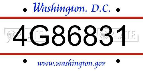 4G86831 District Of Columbia License Plate