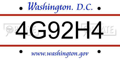 4G92H4 District Of Columbia License Plate