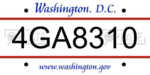 4GA8310 District Of Columbia License Plate