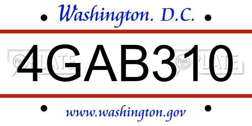 4GAB310 District Of Columbia License Plate
