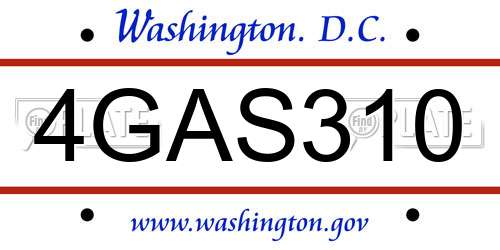 4GAS310 District Of Columbia License Plate