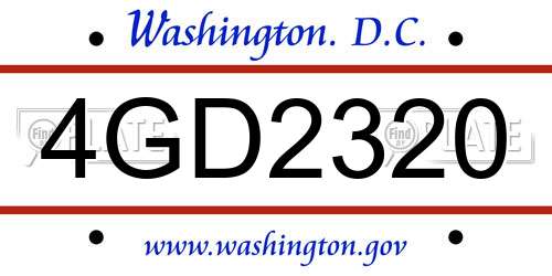 4GD2320 District Of Columbia License Plate