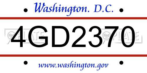 4GD2370 District Of Columbia License Plate