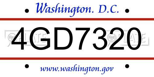 4GD7320 District Of Columbia License Plate
