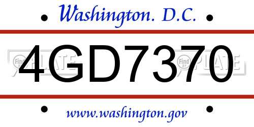 4GD7370 District Of Columbia License Plate