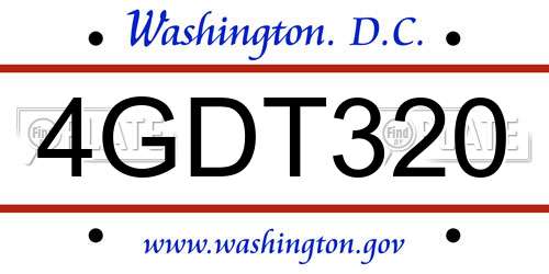 4GDT320 District Of Columbia License Plate