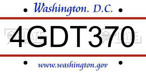 4GDT370 District Of Columbia License Plate