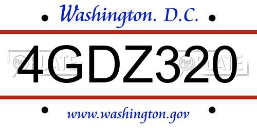 4GDZ320 District Of Columbia License Plate