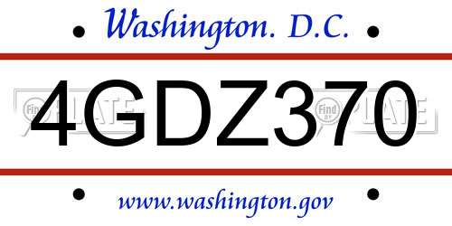 4GDZ370 District Of Columbia License Plate