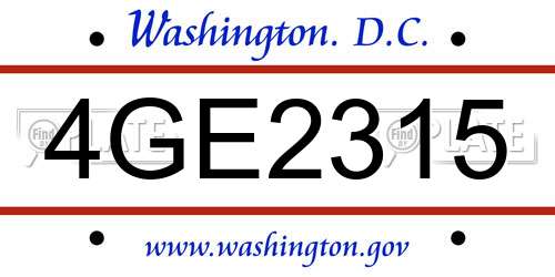 4GE2315 District Of Columbia License Plate