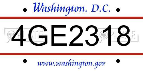 4GE2318 District Of Columbia License Plate