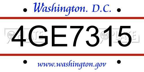 4GE7315 District Of Columbia License Plate