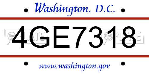 4GE7318 District Of Columbia License Plate