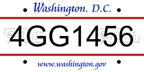 4GG1456 District Of Columbia License Plate