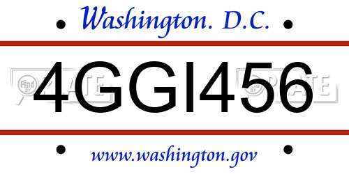 4GGI456 District Of Columbia License Plate