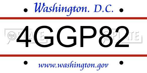 4GGP82 District Of Columbia License Plate