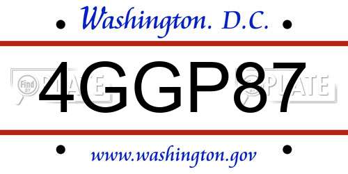 4GGP87 District Of Columbia License Plate
