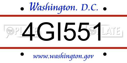 4GI551 District Of Columbia License Plate
