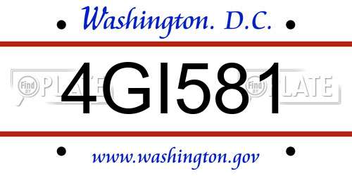4GI581 District Of Columbia License Plate