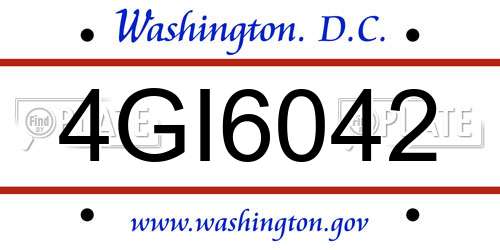 4GI6042 District Of Columbia License Plate