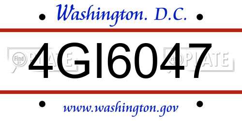 4GI6047 District Of Columbia License Plate