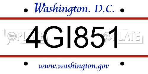4GI851 District Of Columbia License Plate