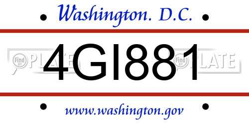 4GI881 District Of Columbia License Plate