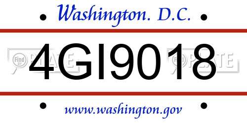 4GI9018 District Of Columbia License Plate